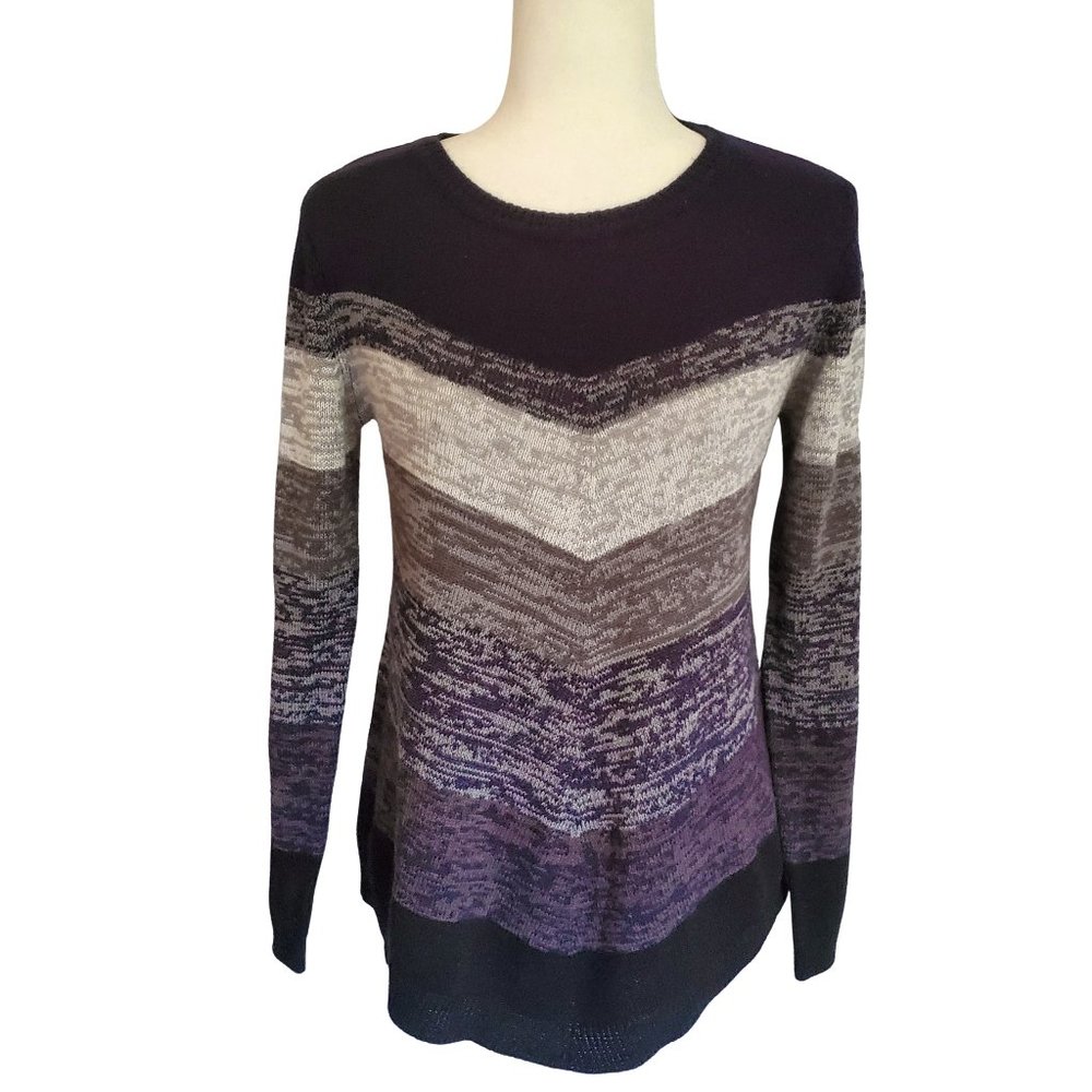 Apt. 9 Long Sleeve Chevron Striped Crewneck Knit Sweater Women's Medium Fall